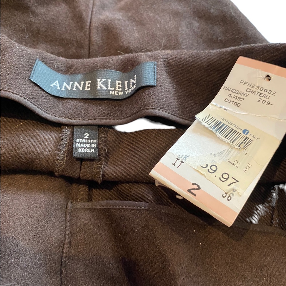 Anne Klein Brown Wide Leg Zip in Front Pants NWT - Picture 3 of 4